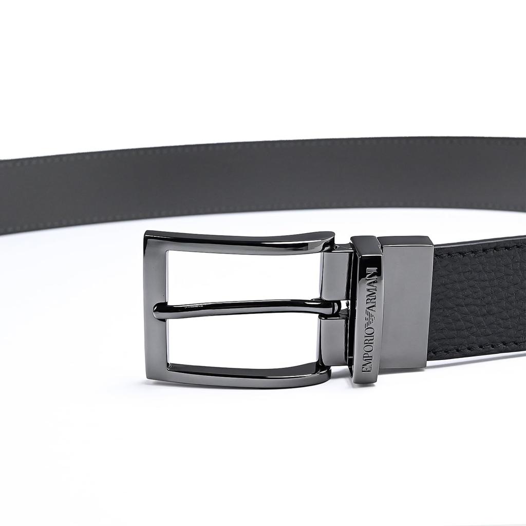 Emporio Armani Belt Width Black Gray Stringer System Compatible Reversible Y4S195 YLO8J 80740 3.5cm Men's [Item]