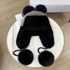 Winter New Warm Mink Hair Woven Lei Feng Hat Female Ear Protector Mink Hat Cute Fox Fur Ball Fur Hat