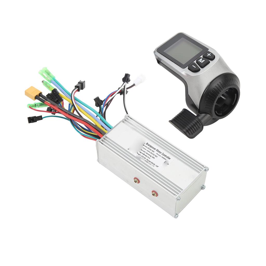 Electric Bike Sine Wave Brushless Controller Kit 36V 48V 1000W 38A 3 Modes Controller 124DX Thumb Throttle Panel Display for Electric Bicycle