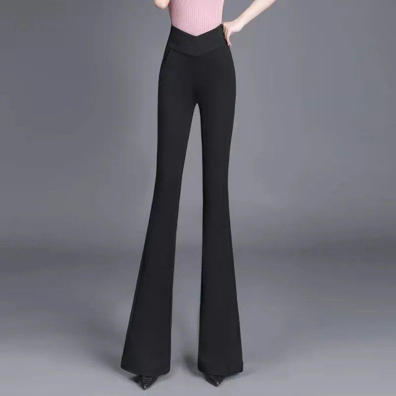New Spring and Autumn Style Micro-flare Pants for Women with High Waist Design Niche Slim and Draped Trousers