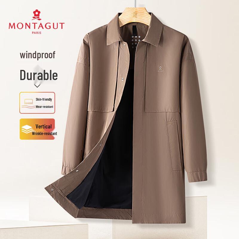 Мужское бежевое водонепроницаемое тренчкот средней длины MONTAGUT L