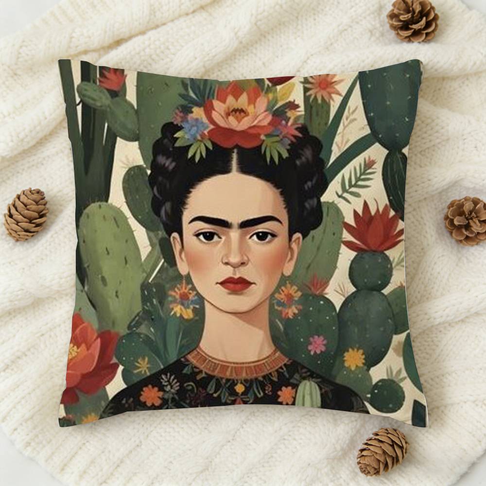 pc Frida Cartoon Style  Doublesided Printed Square Decorative Cushion Cover for Sofa Living Room Home Decor