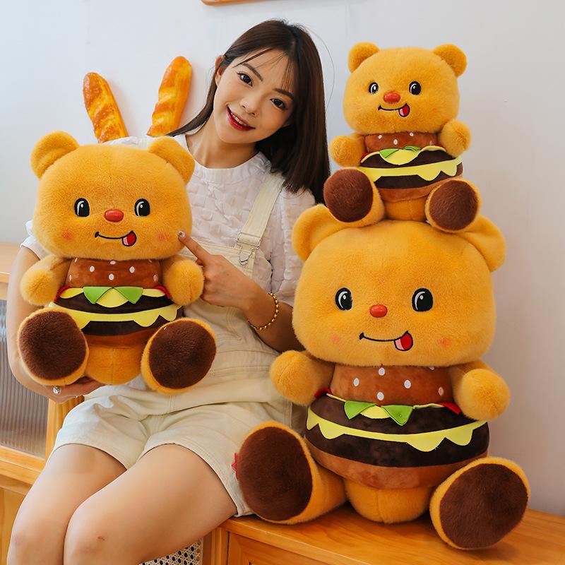 Cute Bear Doll Burger Clothes Hug Bear Doll Plush Toy Birthday Doll Gift For Girls And Children