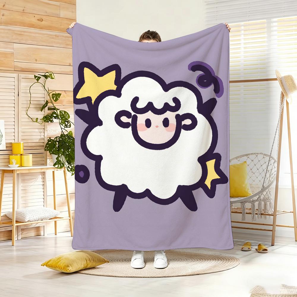 Artistic Pattern C-CuteS SheepS Throw Lightweight 240g Flannel Blanket Soft Skin-friendly for Summer Cooling