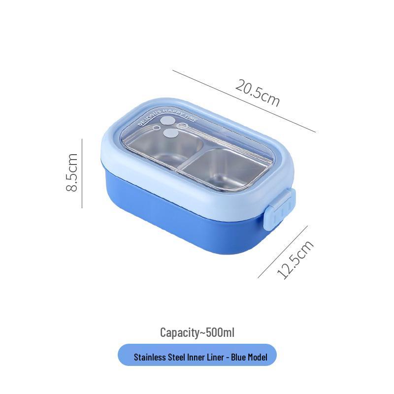 Microwavable Japanese-Style Wheat Straw Lunch Box Set with Compartments for Students and Office Workers
