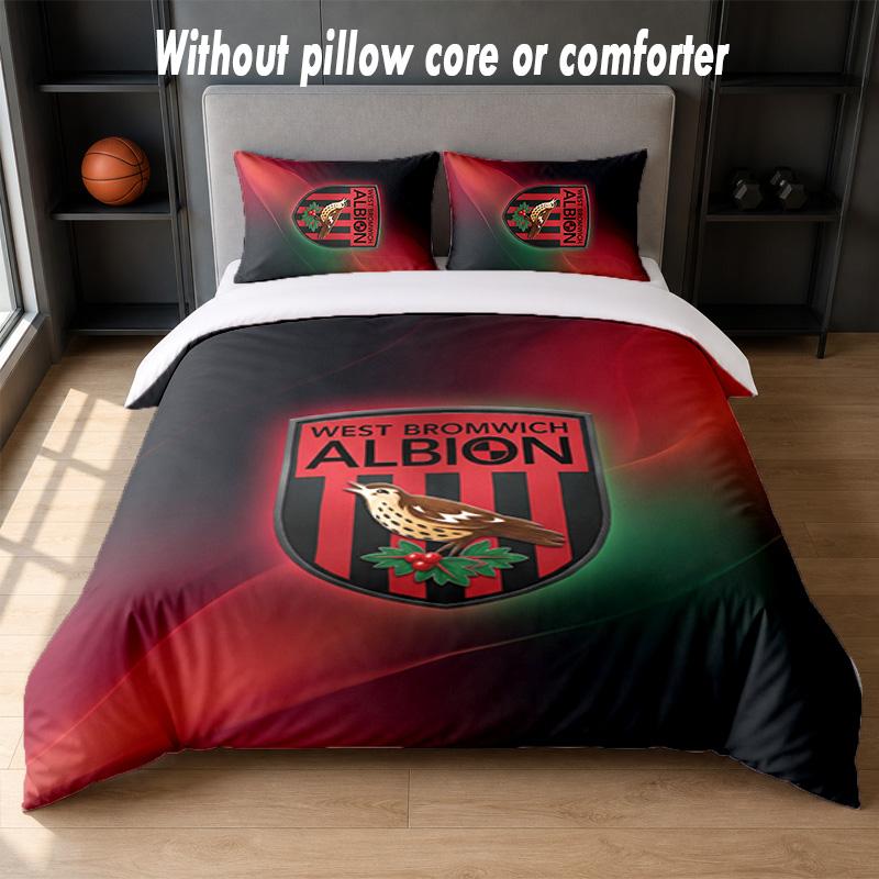 West Bromwich Albion Football Design Set Biancheria da Letto 1 Copripiumino + 2 Federe Morbido Traspirante Biancheria da Letto per la Casa