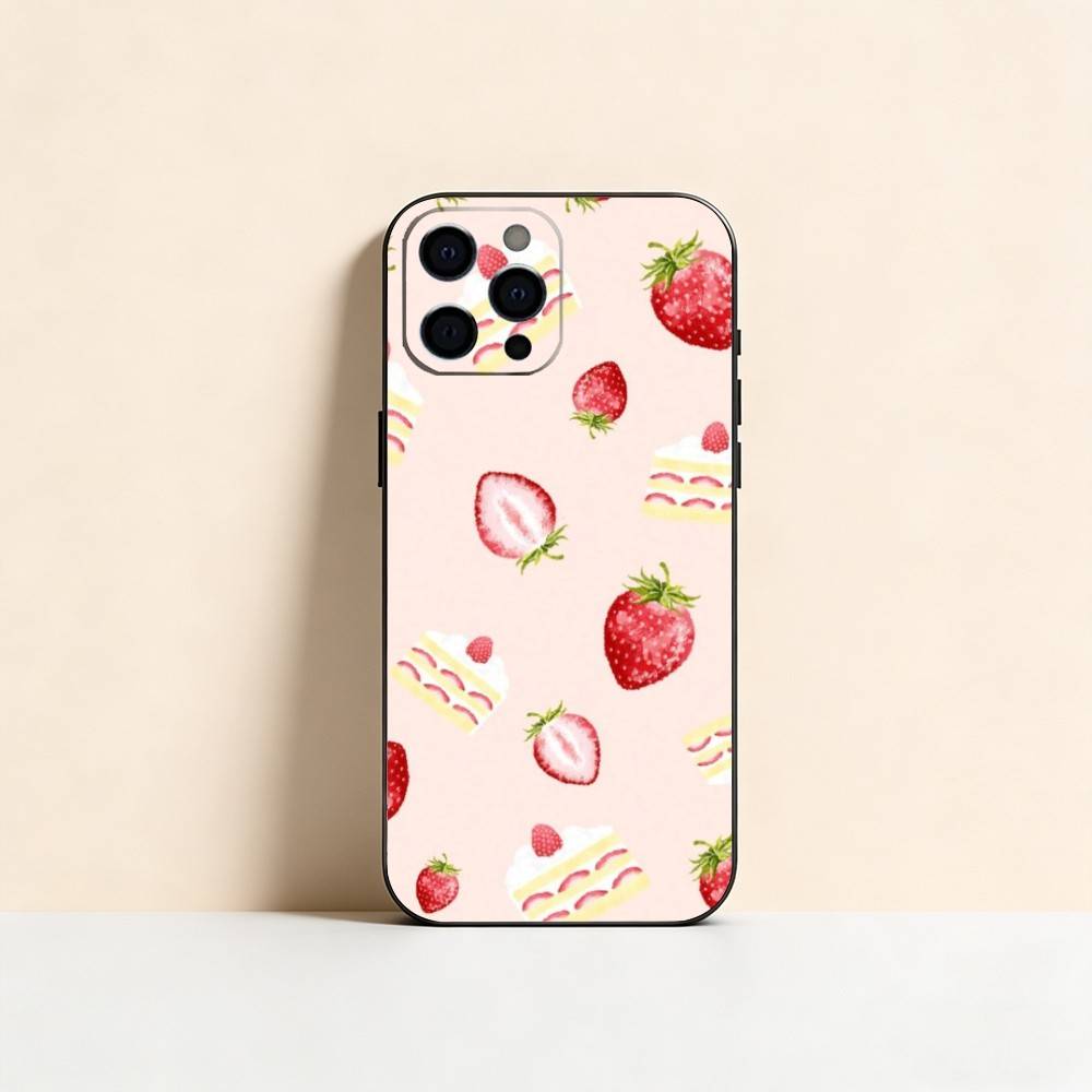 INS Cream Strawberry Cake Cartoon Cute Phone Case Silicone Soft For IPhone 17 16 15 14 13 12 11 X XR Plus Pro Max Plus