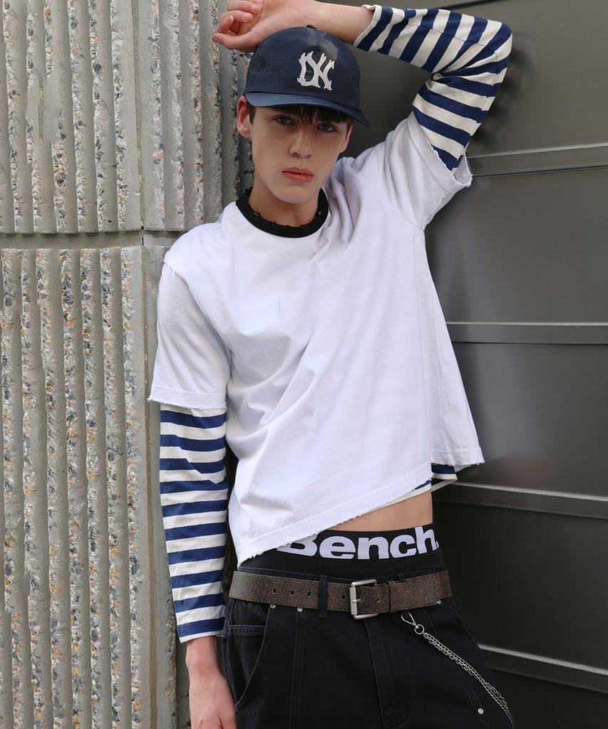 DOFFJASON Vintage Distressed Ringer Tee White
