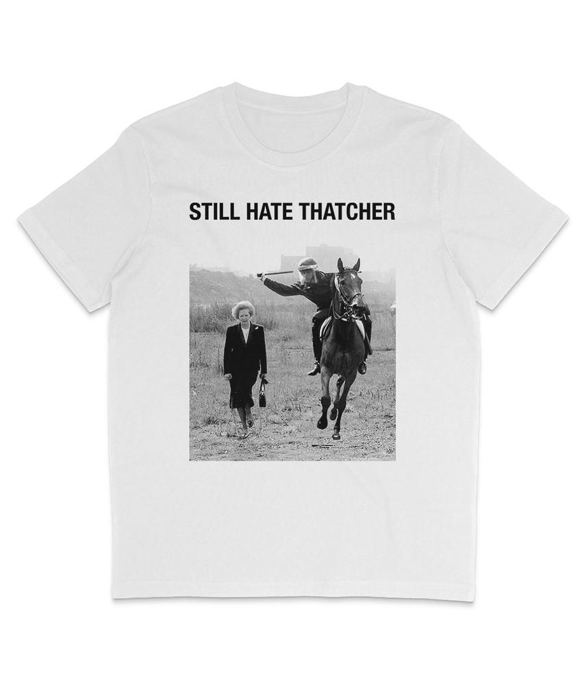 

STILL HATE THATCHER - Headline Text -Black Text -Organic T-Shirt - Miners Strike 3XL