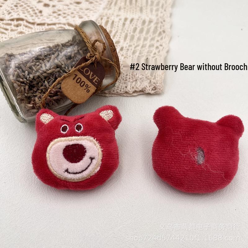 Adorable Strawberry Bear Plush Brooch for Clothes, Bags, and Accessories