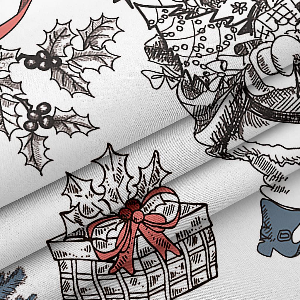 Flower Style Christmas Curtain Decoration Cartoon Santa Curtain Elk Snowman Christmas Tree Children's Room Decoration