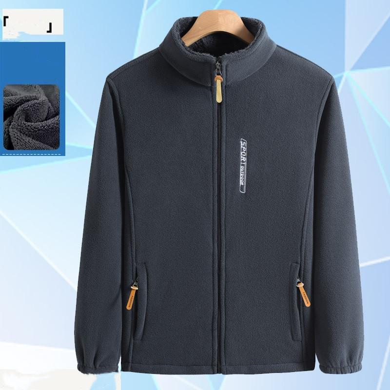 Men's Fall/Winter Casual Jacket, Plus Size, Fleece, Stand-Up Collar, Warm, Zip-Up, Fleece Jacket