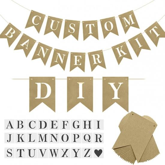 DIY Brown Banner Set, Personalized Banner Party Decorations Supplies  Signs, Handwriting Banners Include 26 Letters Stencil