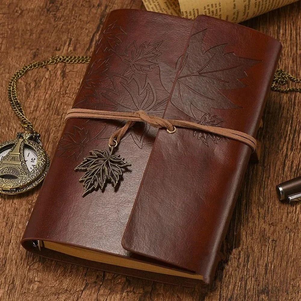 Kraft Paper PU Leather Kraft Notebook A7/A6/A5 Retro Notebook Spiral Notebook  Stationery