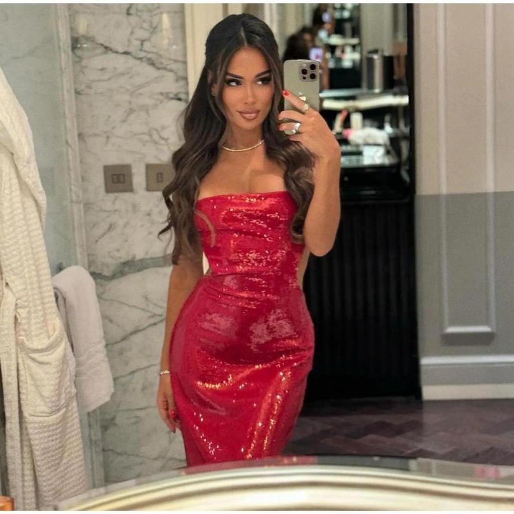 Vestidos de fiesta femeninos con espalda descubierta, sin mangas, con tirantes y purpurina, ajustados a la cadera para primavera y verano, vestido de noche