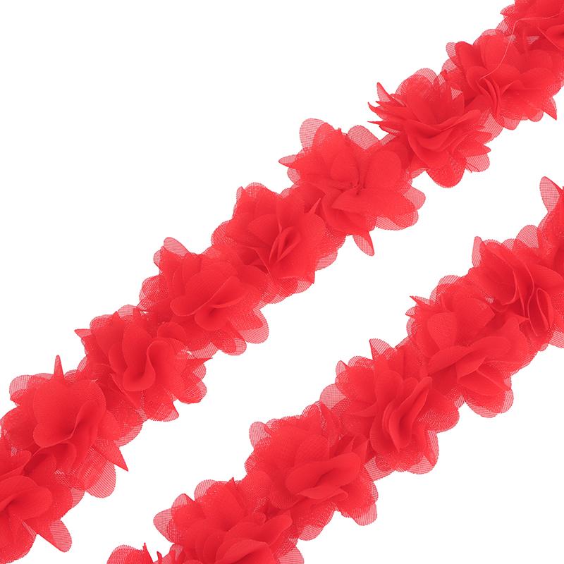 1 Yard 24 Flowers Chiffon Lace Patch Fabric Webbing Decoration Flower Gift Ribbons Diy Bridal Veil Shoes Wedding Clothes Crafts
