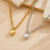 Gold Plated Chunky Rolo Chain 3D Heart Pendant Necklace