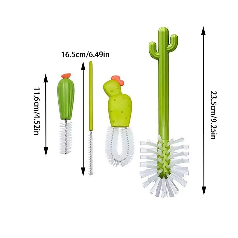 4Pcs Cactus Modelagem Cozinha Escova Conjunto Prato Vegetal Garrafa Pote Escova Escova De Limpeza Copo De Vidro Lavagem Cozinha Ferramenta De Limpeza