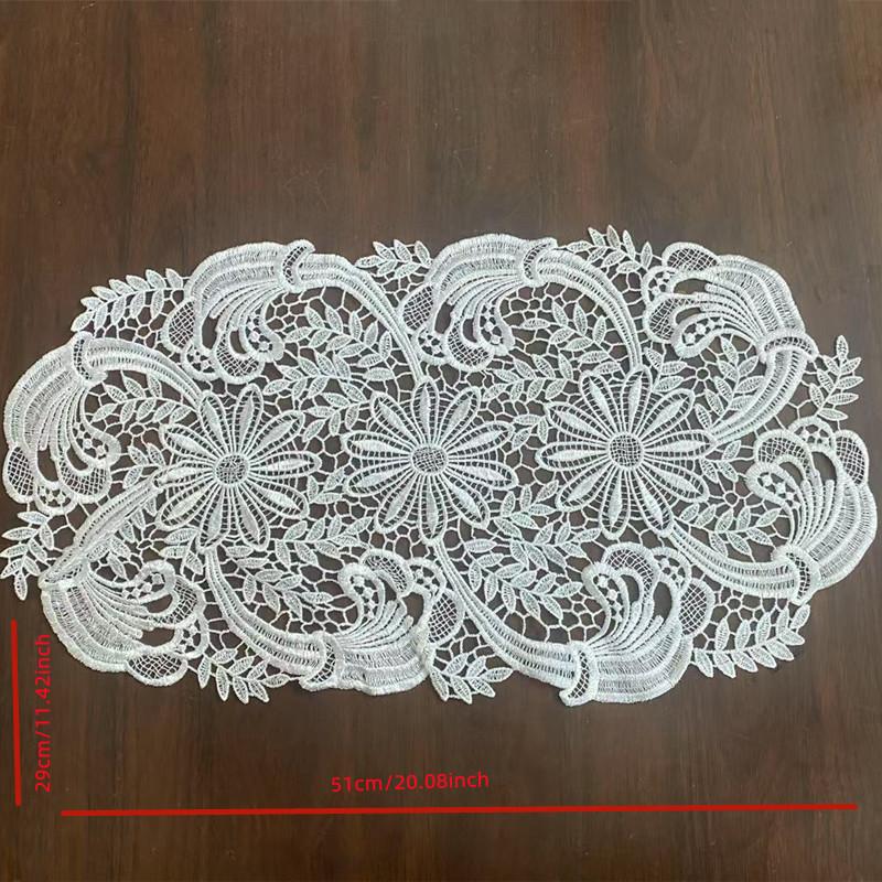 Urskuren spets bordslöpare koppunderlägg blommig broderad bordsduk återanvändbar elegant bordsunderlägg duk bordsduk porslin heminredning