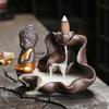 1pc, The Buddha Ceramic Handicrafts Lotus for Home Ornaments Backflow Incense Burner Handmade Purple Clay Holder Without Incense