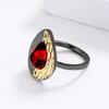 Europejski Retro Szykowny Owalny Pierścionek MS Ruby Czarno-Złoty Dwukolorowy