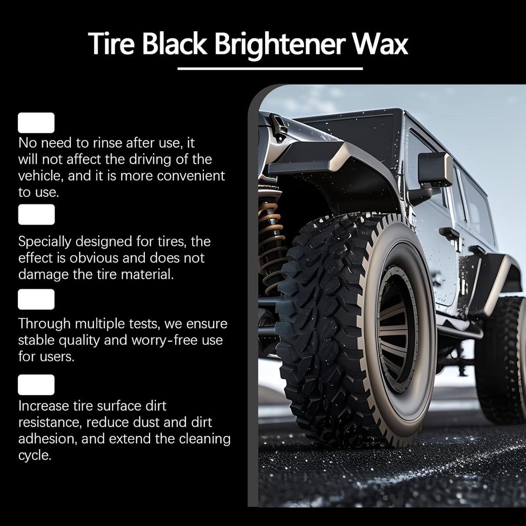 Tire Shine Wax Coating Paste, Car Tire Black Shine with Conditioners, Resists Water & Sunshine Fading, Tire Cleaner with Applicators for Cars,