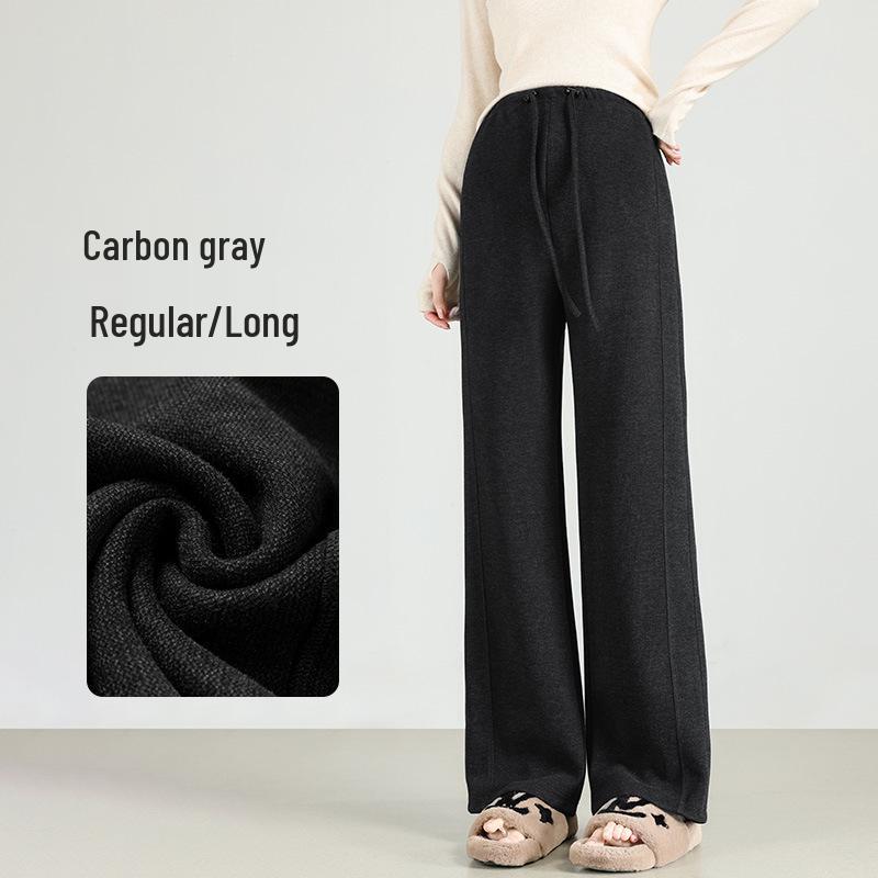 Acetate Wool Fleece-Lined Maternity Wide-Leg Pants - Straight, Loose Fit for Autumn/Winter 3XL