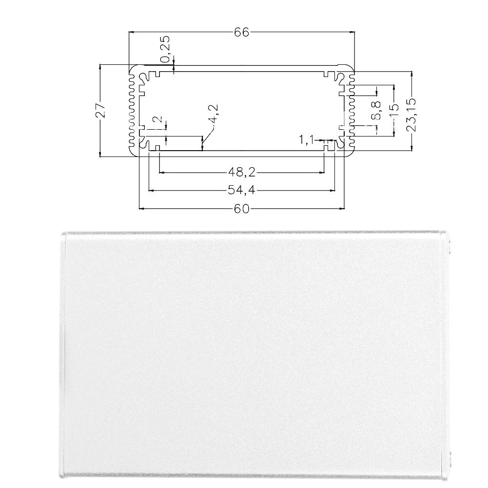 Integriertes Aluminium-Kühlgehäuse, elektronische Box für Leiterplatte GPRS, 27 x 66 x 100 mm