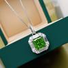 925 Sterling Silber Grüner Zirkonia Anhänger Halskette für Damen Anmutig Charmante Halsketten Accessoires Schicker Brautschmuck
