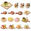 1Set Dollhouse Miniature Cake Dessert Coffee Milk Juice W/ Tray Simulation Kitchen Tableware Doll House Decoration Accessories