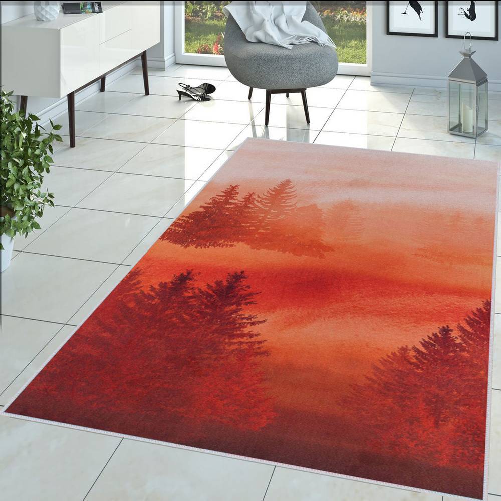 

Домашний моющийся ковер с принтом Eliana LNA1438 50x80 красный