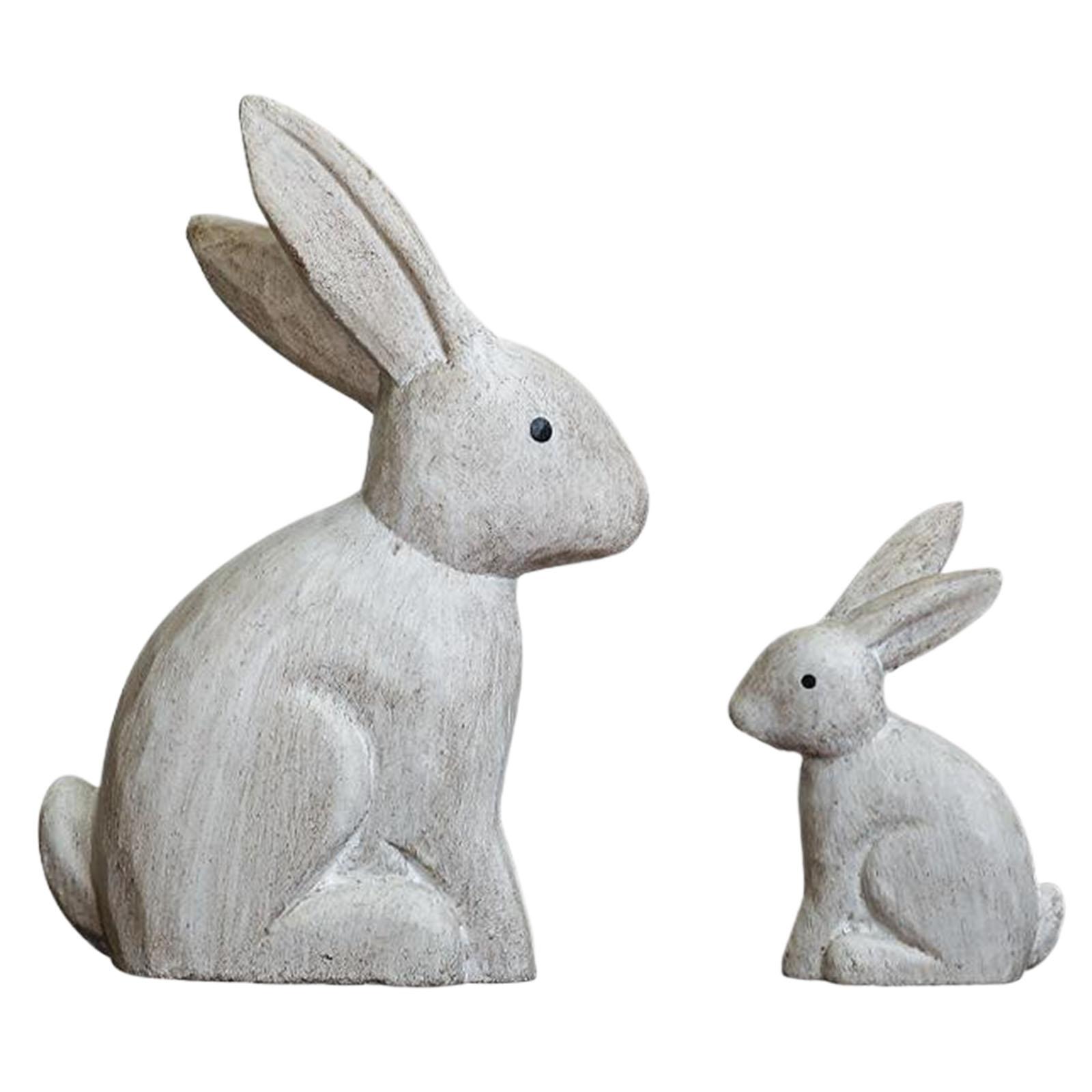 

Набор из 2 деревянных фигурок кроликов, пасхальные статуэтки кроликов, настольные декоративные украшения для весеннего домашнего декора и подарков 4