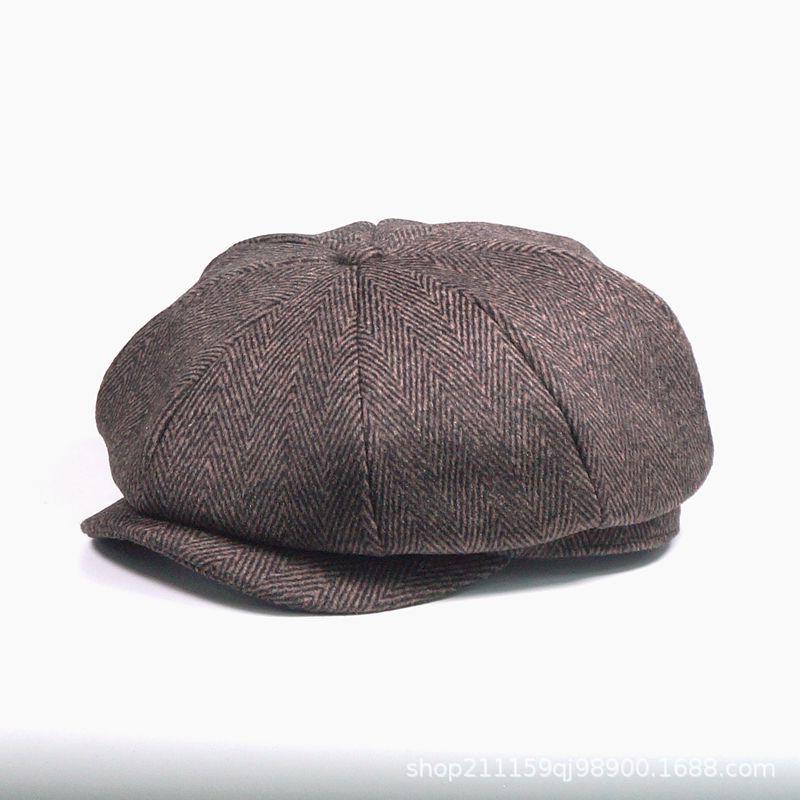 Male Plus Size Ivy Hat Big Head Man Felt Newsboy Cap Dad Leisure Beret Caps Winter Wool Flat Octagon Caps 55-59cm 60-62cm