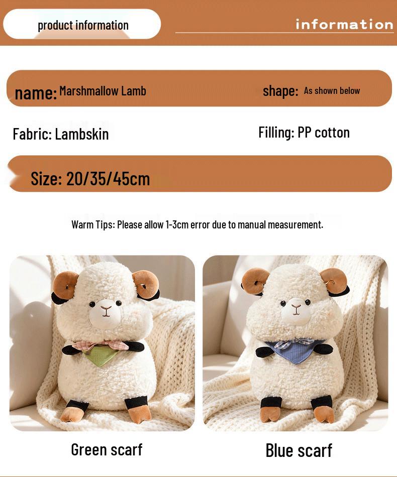 Marshmallow Little Sheep Plush Toy - Cute Alpaca Doll, Soft Cloth Gift for Birthdays