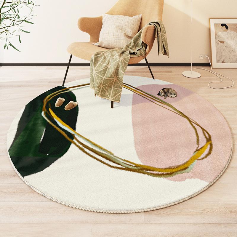 Modern Style Round Living Room Carpet Children's Room Bedroom Crawling Mat Warm Bed Blanket Thick Washable Mat
