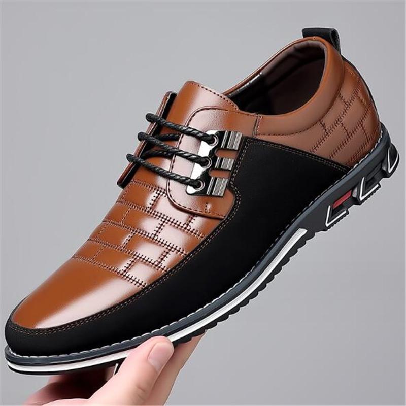 Fashion Men Casual Shoes Fashion Brand Classic Casual Men Pu Leather Shoes Black Hot Sale Breathable Business Lace-Up Men Shoes Big Size