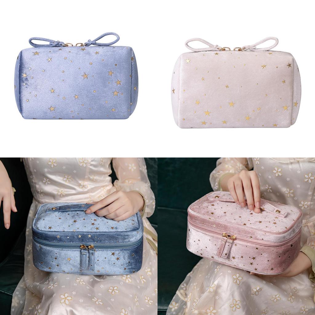 Luxurious Flannel Starry Clutch Makeup Bag For Travel And Cosmetic Storage