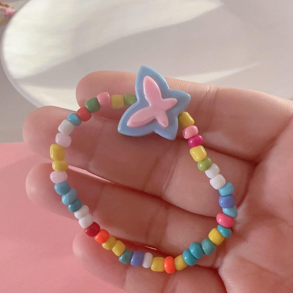 Barevný korálkový náramek s kreslenou princeznou pro děti - roztomilý, kreativní design s cukrovinkami