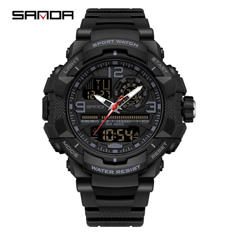 Sanda SANDA youth electronic watch mountaineering sports fashion luminous waterproof alarm clock watch