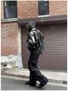 Men's Trendy Korean-Style Black PU Leather Padded Jacket with Zipper