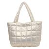 Women Girls Winter Shoulder Bag Zipper Closure Plain Check Bag Gloss Surface Cloud Bubble Bag Basic Style For Shopping Traveling