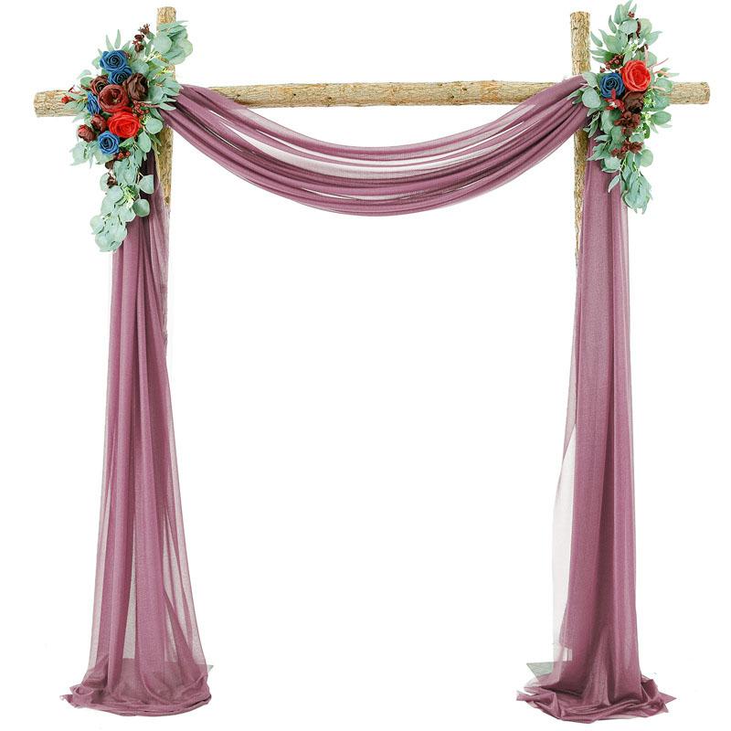 Wedding Arch Draping Fabric Sheer Arch Drapes Burgundy Chiffon Outdoor Curtain Backdrop for Wedding Ceremony Party Ceiling Decor