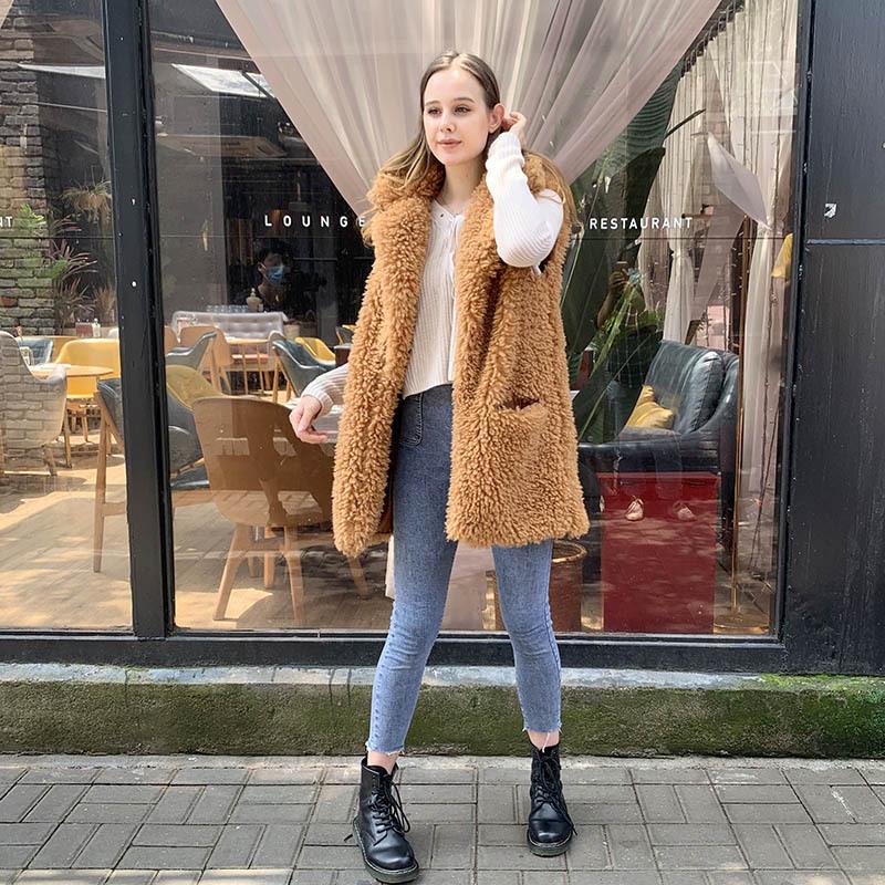 Autumn and Winter New Plush Suit Collar Vest Female Korean Version Student Imitation Fur Fur Vest Jacket Retro Style