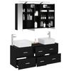Bathroom Furniture Set 4 Pcs Black Oak Engineered Wood and Glass