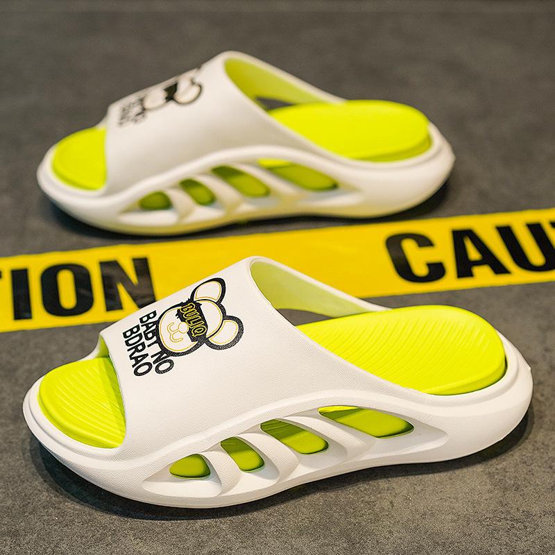 

2025 Мужские летние шлепанцы на толстой подошве, нескользящие, увеличивающие рост, для дома/улицы 45-46 белый/зелёный