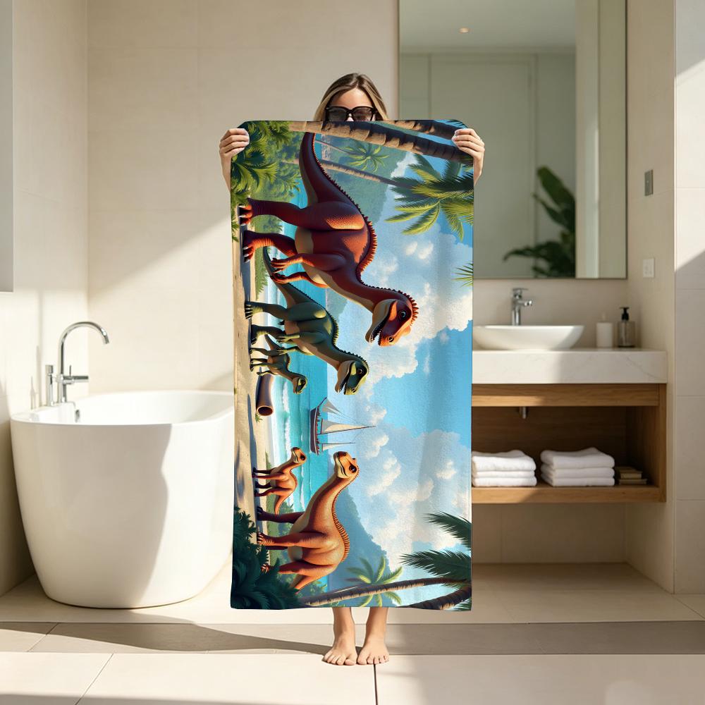 Vintage Distressed Dinosaur Towel Ultra-Fine Fiber Quick Drying Absorbent Bath Towel, Outdoor Swimming Sports Towel 100x50cm