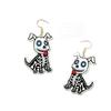 Cross-border new skeleton dog earrings gothic horror style flat acrylic Halloween animal earrings ornaments