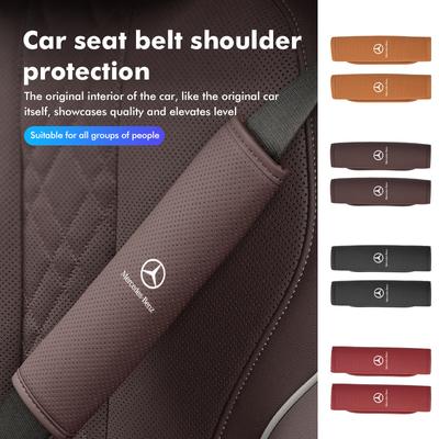 Leather Car Safety Belt Shoulder Cover Protection Padding Pad For Mercedes Benz C180 C300 W124 W176 W177 C200 C260 GLC CLE CLA