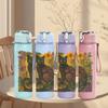 1PC Black Cat Wild Floral Frame 750ml Color Plastic Sports Water Bottle Leakproof Flip Straw Lid Suitable for Sports Office Home Use