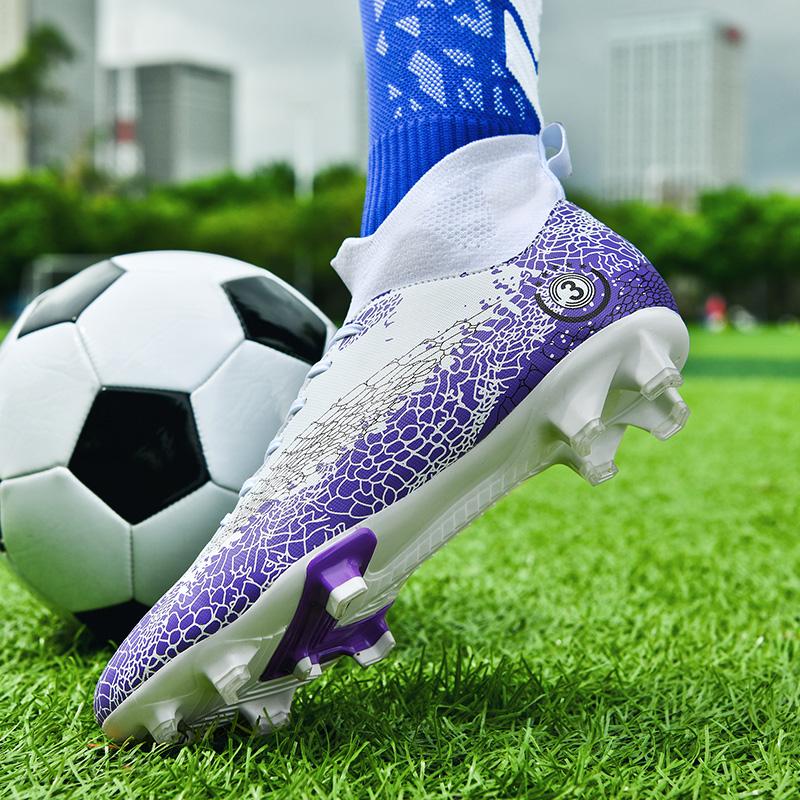 Pantofi de fotbal înalți pentru bărbați Pantofi de antrenament de fotbal cu unghii lungi pentru gazon artificial pentru copii de mărime mare